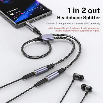 MOSWAG Headphone Splitter 3.5mm Stereo to Dual 3.5mm Female Headphone Jack - Image 2