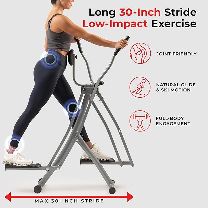 Sunny Health & Fitness Foldable Air Walk Elliptical, SunnyFit App via Bluetooth - Image 2