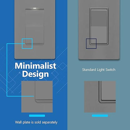 LIDER Minimalist Design Matte Finish Lighted Decorator Switch, Frameless Paddle - Image 4