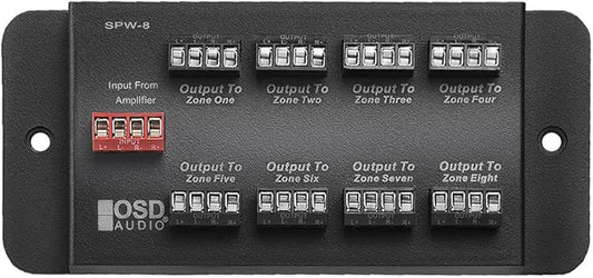 SPW8 Whole House Audio 8-Zone Speaker Distribution Panel Single Audio Input by OutdoorSpeakerDepot