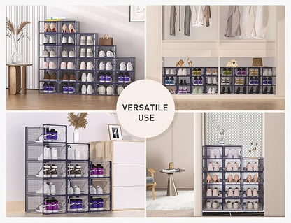 Kuject X-Large Shoe Storage Boxes Organizers Clear Plastic Stackable 12 Pack - Image 6