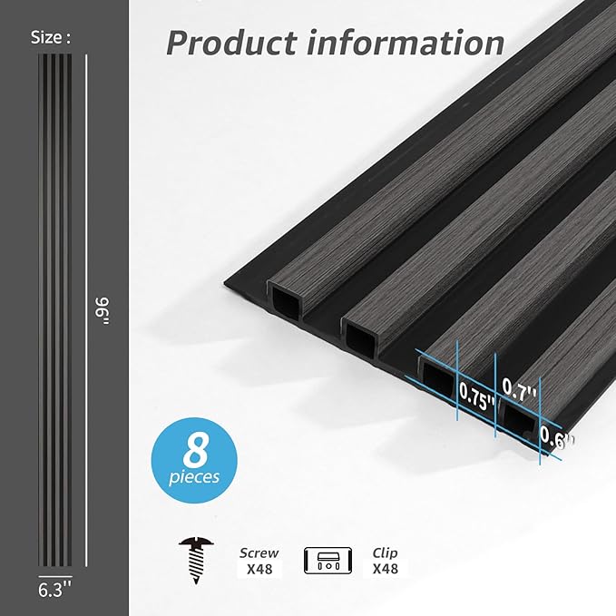Art3d 8-Pack WPC Wood Slat Wall Panel - Image 7