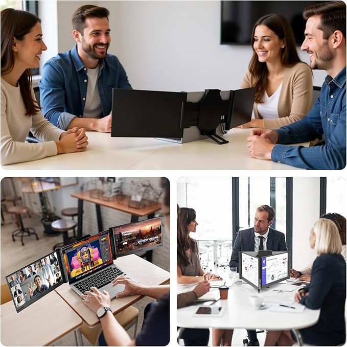 Laptop Screen Extender 14 inch Laptop Monitor Extender 1080P IPS, Triple - Image 8
