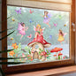 WandSticker4U - Window Stickers Self-Adhesive Fairy & Mushroom House (80 x 43 cm) I Window Sticker Children Girls Fairy Elves Flowers I Window Decoration Children's Room Girls Princess Reusable