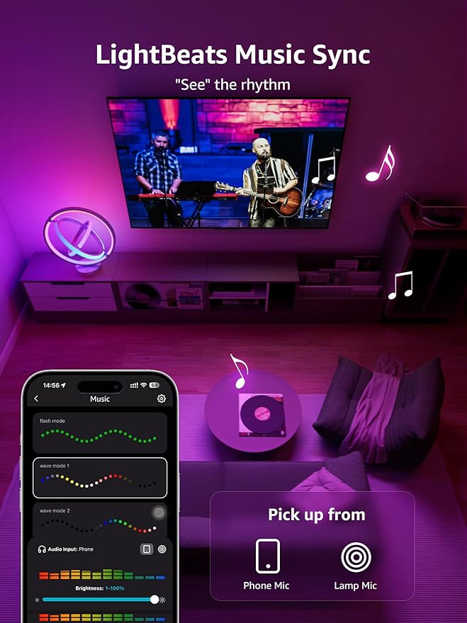 Lepro TB1 AI Smart Table Lamp, RGB+IC Addressable Color Changing Desk Light - Image 6