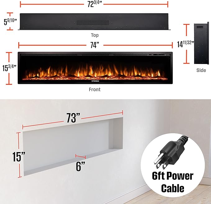 Westinghouse 74 Inch Electric Fireplace Heater, Compatible - Image 2