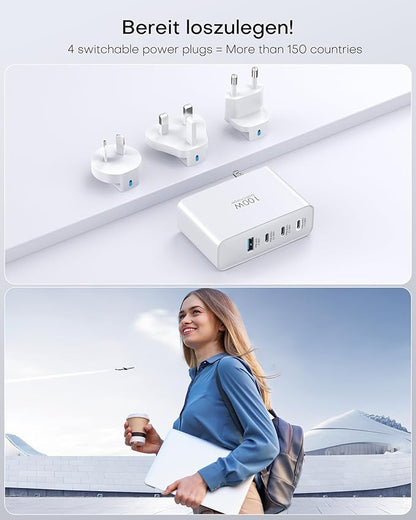 Topadre 100W USB C Travel Charger, 4-Ports Foldable Travel Adapter Plug - Image 2