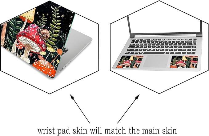 Laptop Skin Sticker Decal, Decorative Removable, Positive Mushroom - Image 2