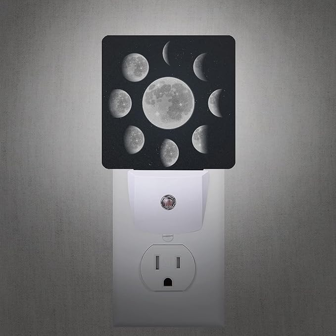 Smoaffly Moon Phases Night Light Plug-in LED Nightlights Auto Sensor Night Lamp - Image 2