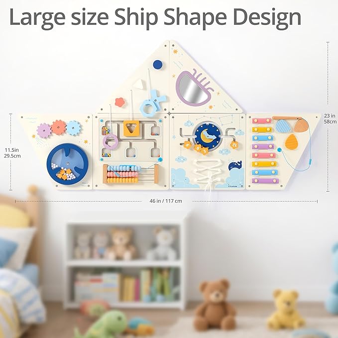 Tangram Activity Wall Busy Board Panels, 12-in-1 Learning Activity Center - Image 7
