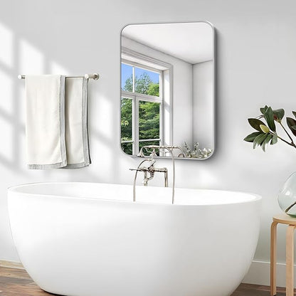 Silver Bathroom Mirror, 18 x 24 Inch Rectangle Mirrors - Image 6