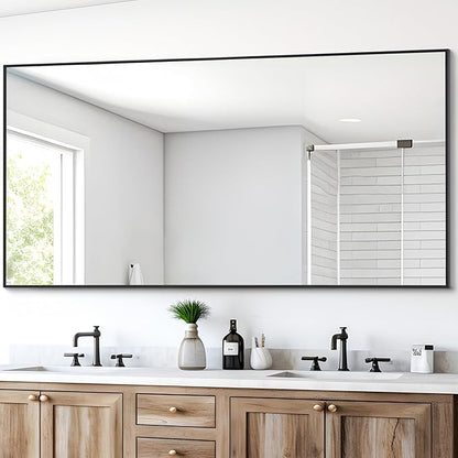 Black Bathroom Mirror for Wall, 30x60 Inch Rectangle Mirrors - Image 4
