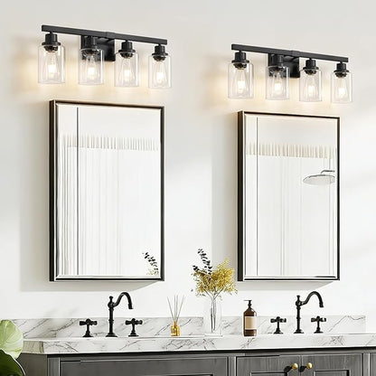 DIKAIDA Bathroom Vanity Light, 4-Light Modern Matte Black Wall Sconce Lighting - Image 5