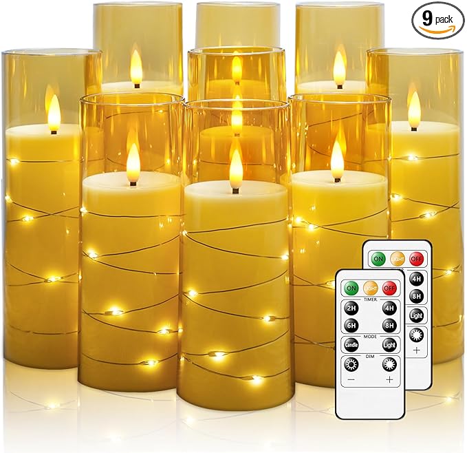 Flickering Flameless LED Candles, Battery Operated Candles 9 Pcs by Nimiko