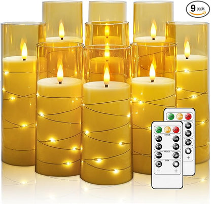 Flickering Flameless LED Candles, Battery Operated Candles 9 Pcs by Nimiko