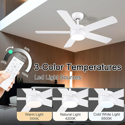 POCHFAN 42 inch White Ceiling Fans - Image 2