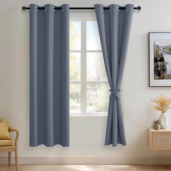JIUZHEN Dusty Blue Blackout Curtains by JIUZHEN