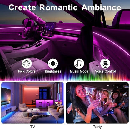 Interior Car LED Strip Lights APP Control, 5 in 1 RGB 16 Million Colors Ambient - Image 6