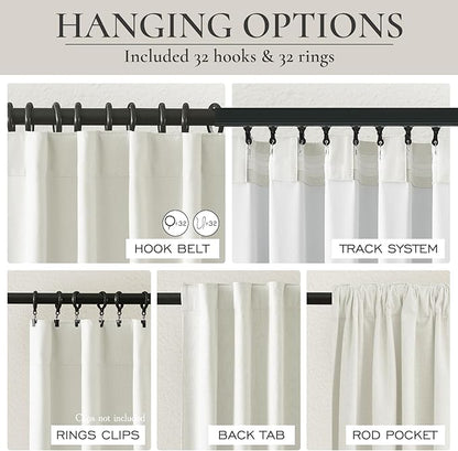 Pleated Beige Curtains 96 Inches Long 2 Panels Burg, Energy Efficient - Image 4