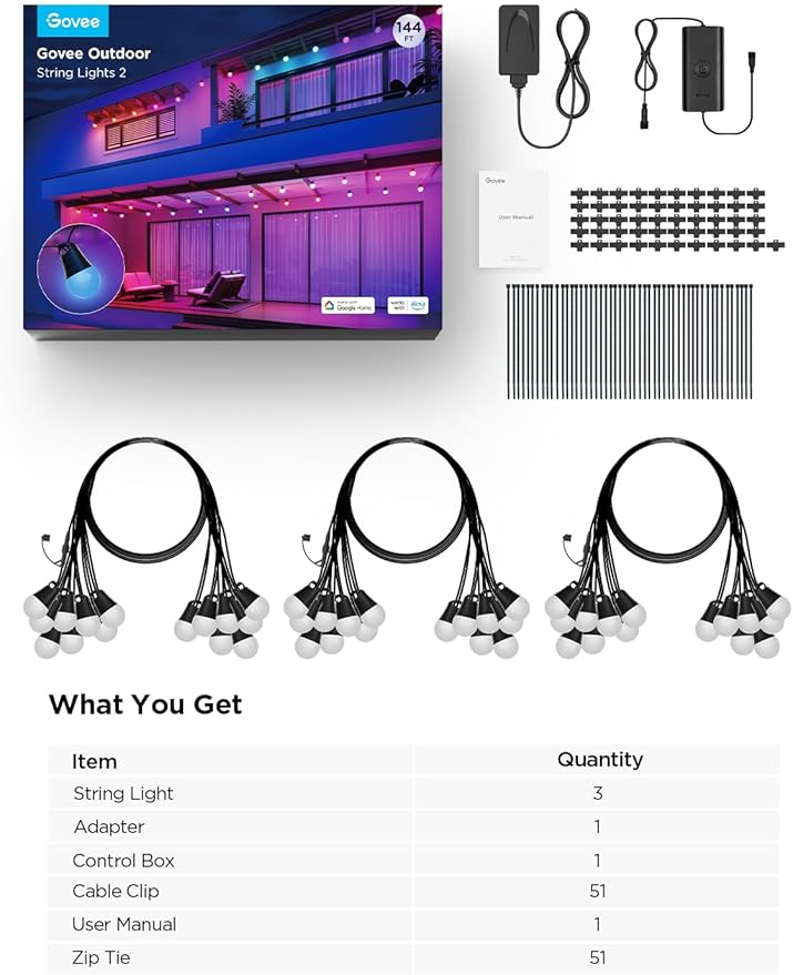 Govee Smart Outdoor String Lights 2, 144ft Outdoor Lights - Image 9