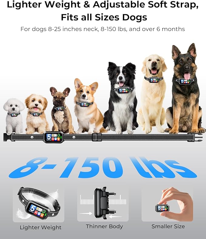 2 Pack Dog Bark Collar for Large Medium Small Dogs, 1s Fast Stop Barking - Image 6