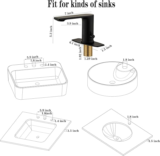Tool-Free WaterSense Touchless Bathroom Brass Faucet, Automatic Sensor Faucet - Image 4