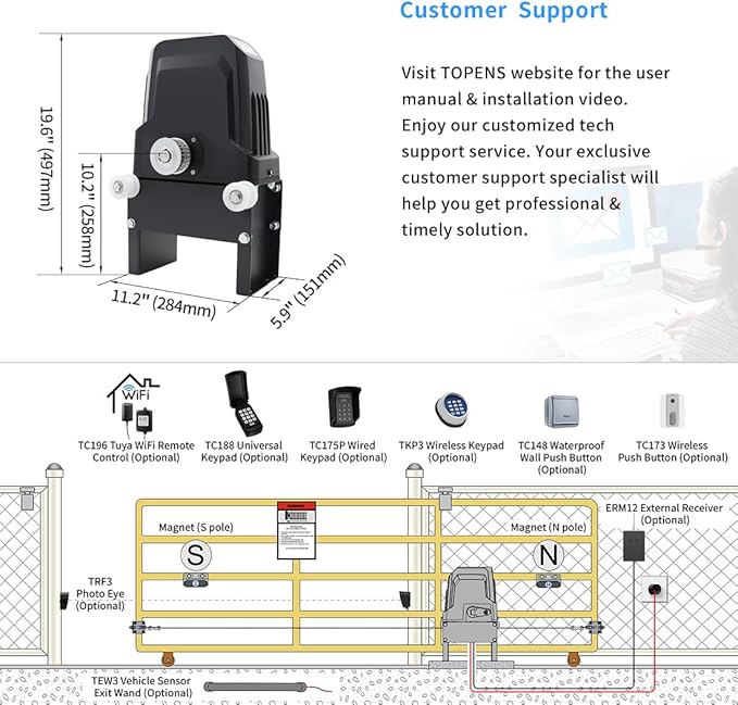 TOPENS BK800 Automatic Sliding Gate Opener Strong Belt Silent Drive Electric - Image 6