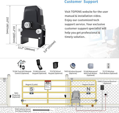 TOPENS BK800 Automatic Sliding Gate Opener Strong Belt Silent Drive Electric - Image 6