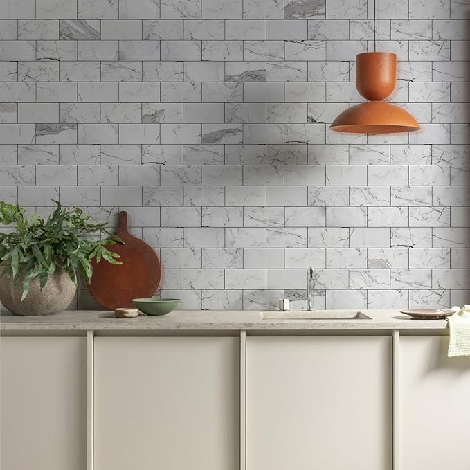 Vamos Tile 100-Piece Glossy Statury White Peel and Stick Backsplash Tile - Image 2