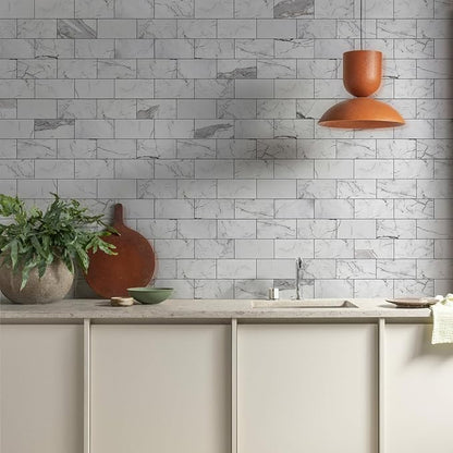 Vamos Tile 100-Piece Glossy Statury White Peel and Stick Backsplash Tile - Image 2