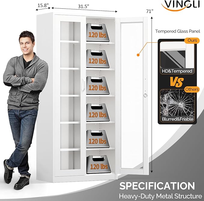 VINGLI Lockable Display Cabinet - Image 2