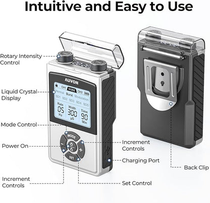 AUVON Rechargeable Digital TENS Unit Muscle Stimulator - Image 8