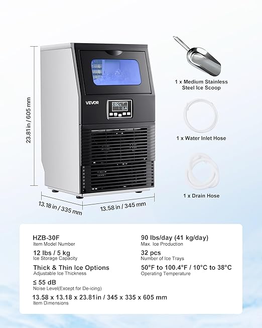 VEVOR Commercial Ice Maker Machine, 90 lbs/24h - Image 7