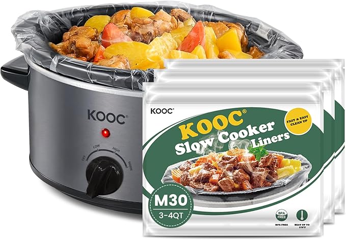 KOOC Slow Cooker Liners 11"x17" 30 count Middle Size Disposable Pot Liners by KOOC