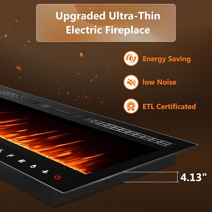 60 inch Ultra-Thin Electric Fireplace Recessed and Wall Mounted - Image 6