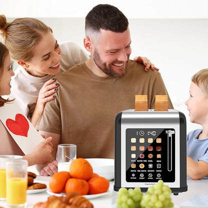 2 Slice Toaster Touch Screen, Stainless Steel Toasters Digital Timer 2 Slot - Image 2