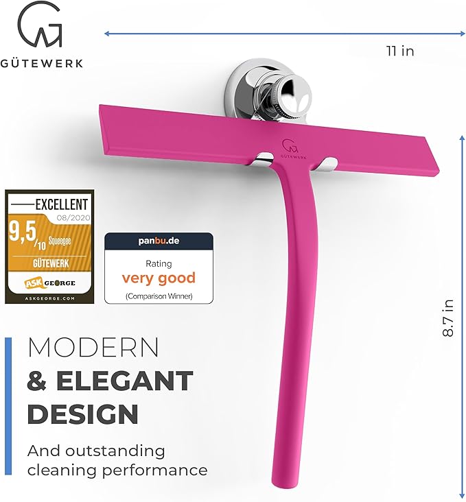 GÜTEWERK Shower Squeegee for Glass Doors, Silicone Window Squeegee, Bathroom - Image 3