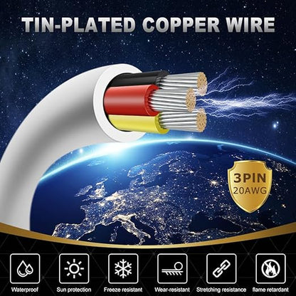 DEKIEVALE 20 Gauge 3 Conductor Electrical Wire, 32.8FT White Stranded Low - Image 2