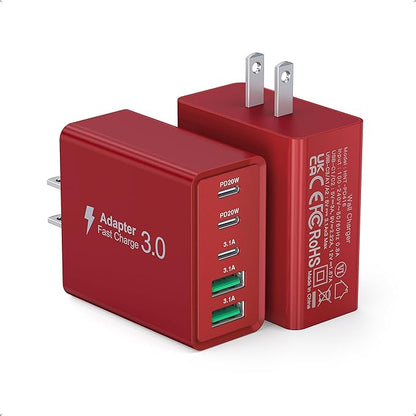 2Pack USB C Fast Charger Block, 60W 5-Port Type C Wall Charger Brick, 2 USB A by Qwinjwin