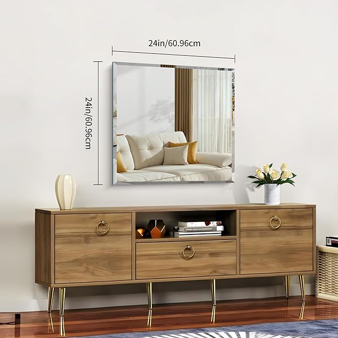 CILIBER Beveled Mirror, 24x24 inch Square Bathroom Mirrors - Image 3