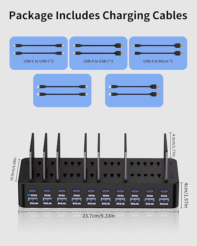 270W Charging Station for Multiple Devices, 20-Port USB Fast Charging Station - Image 8
