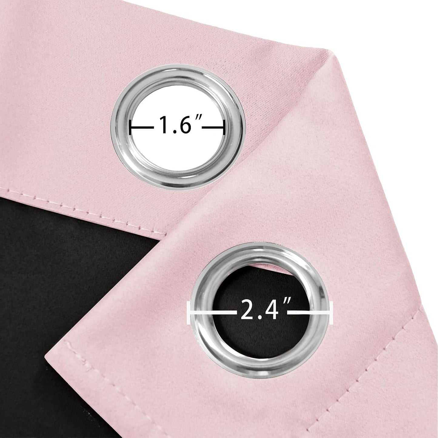 100% Blackout Curtains 52 x 84 Inches Long Thermal Insulated Baby Pink Curtains with Black Liner Set of 2 Panels for Nursery Room