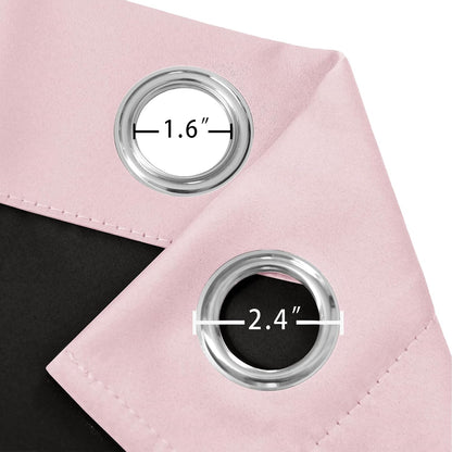 100% Blackout Curtains 52 x 84 Inches Long Thermal Insulated Baby Pink Curtains with Black Liner Set of 2 Panels for Nursery Room