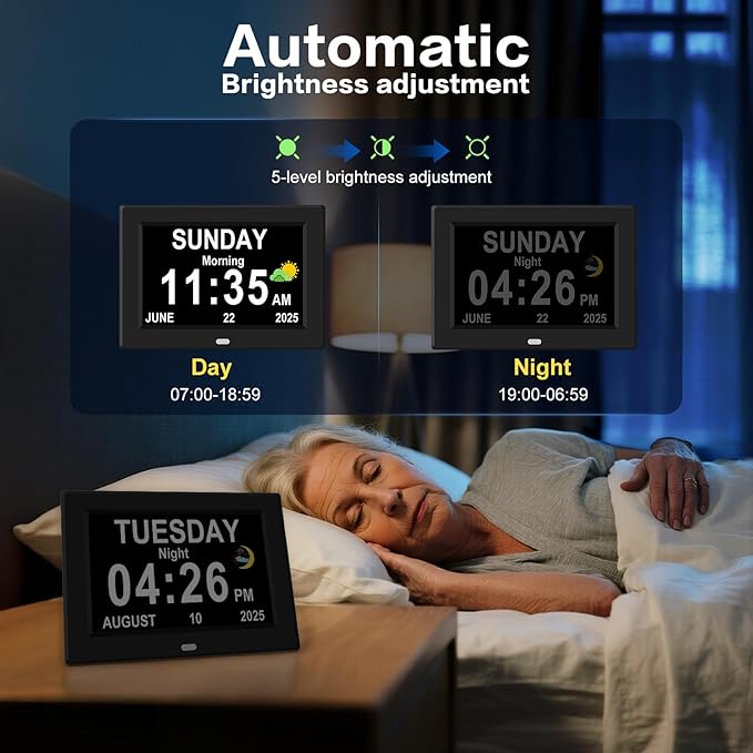 7‘’ Digital Alarm Clock for Elderly Large Display for Seniors Electric Clocks - Image 6