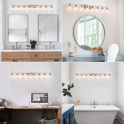 8 Light Bathroom Vanity Light, Large Brushed Nickel Vanity Lights Fixtures - Image 7