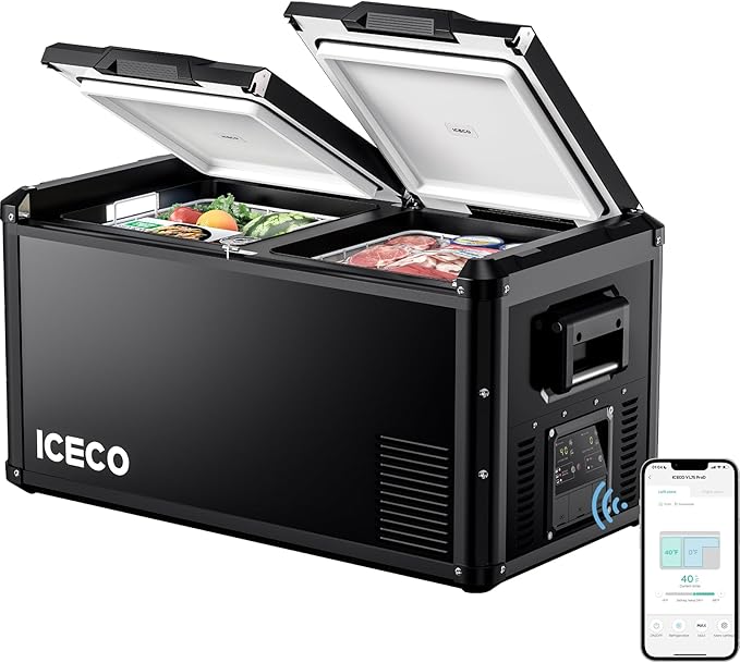 ICECO VL75 ProD Portable Refrigerator, Dual USB & DC 12/24V, AC 110-240V by ICECO