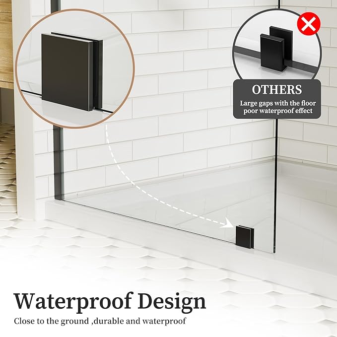 36" W x 76" H Fixed Glass Shower Panel, Frameless Shower Glass Panel - Image 6
