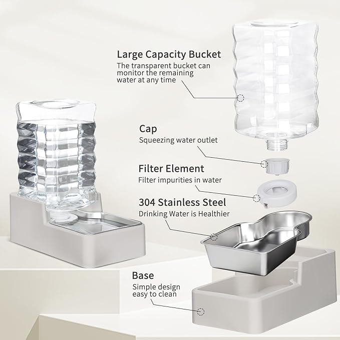RIZZARI Stainless Steel Pet Water Feeder: 8L Gravity Waterer, Leak-Proof - Image 3