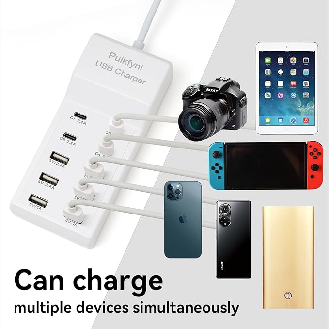 Puikfyni Portable USB C Charging Station, 4 -C- Ports, USB Charging hub - Image 3