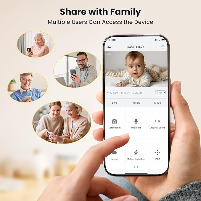 ieGeek Baby Monitor with 2 Cameras, 2-Way Audio, Cry Detection, Temperature - Image 7